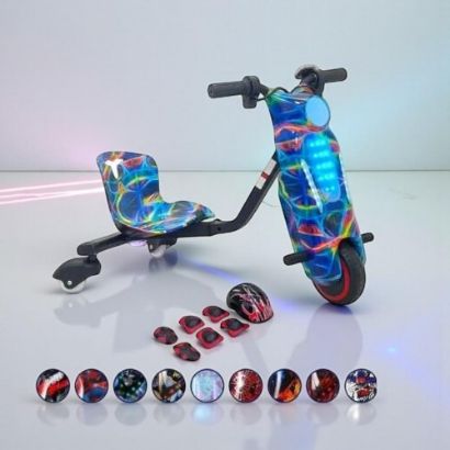 صورة سكوتر كهربائي مزخرف بتصميم مدهش وألوان زاهية